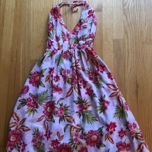 Pink floral halter dress maternity